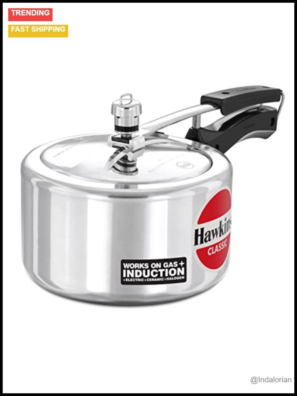 Aluminium Pressure Cooker Induction Compatible 3 Liter Wide Design
